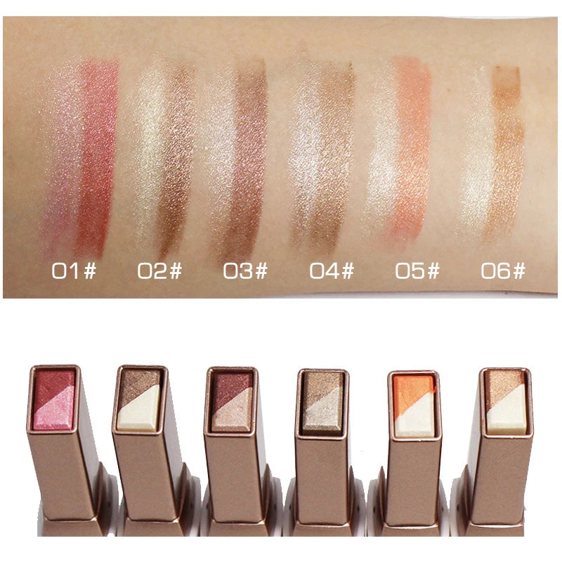 Double Color Glitter Eye shadow Stick Pencil Eyeshadow Makeup Waterproof Bicolor Shimmer Cosmetics Beauty Makeup Tool - Lambert One Stop Store