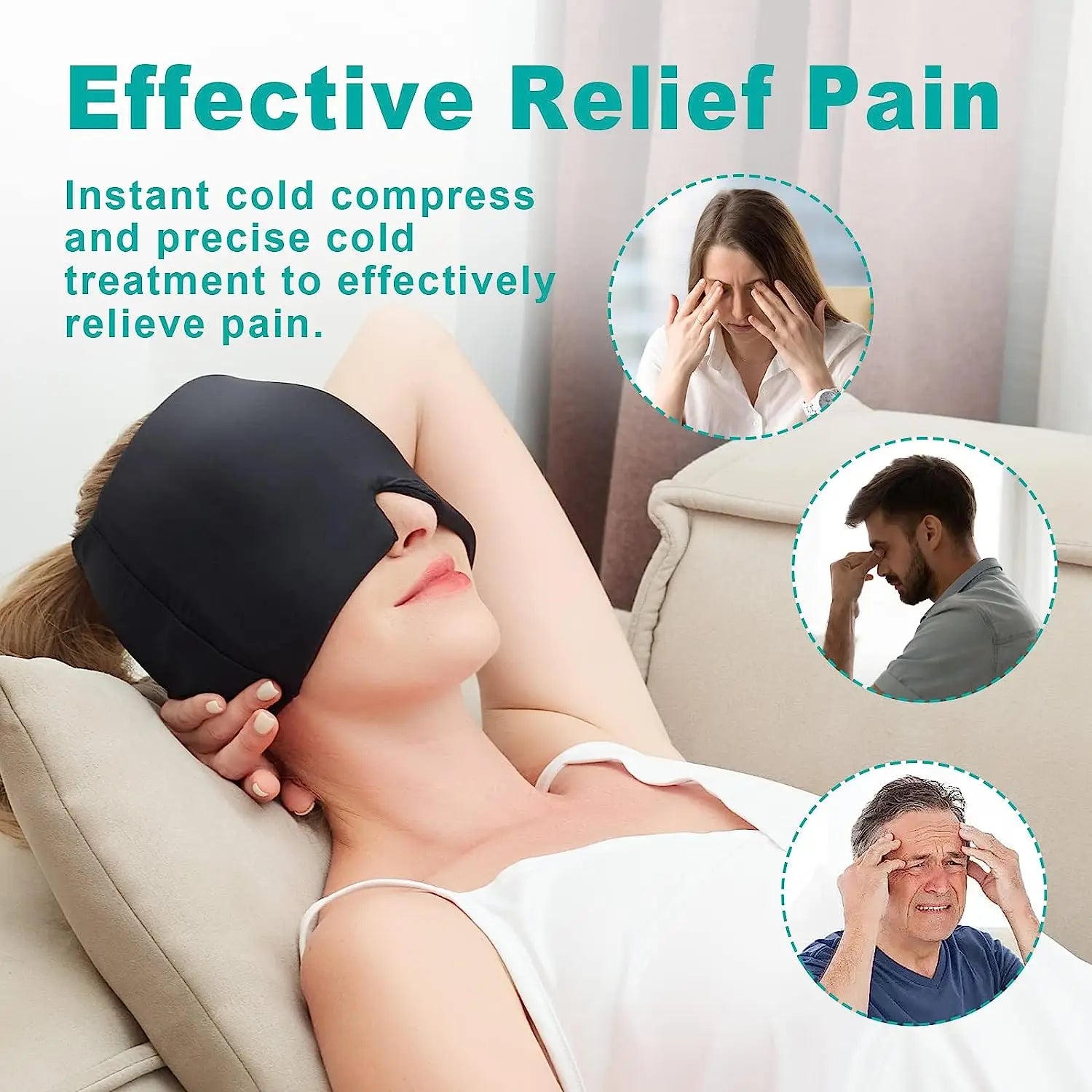 Migraine Relief Hat headache hat Gel Hot Cold Therapy Ice Cap For Relieve Pain Ice Hat Eye Mask Stress Pressure Pain Relief - Lambert One Stop Store