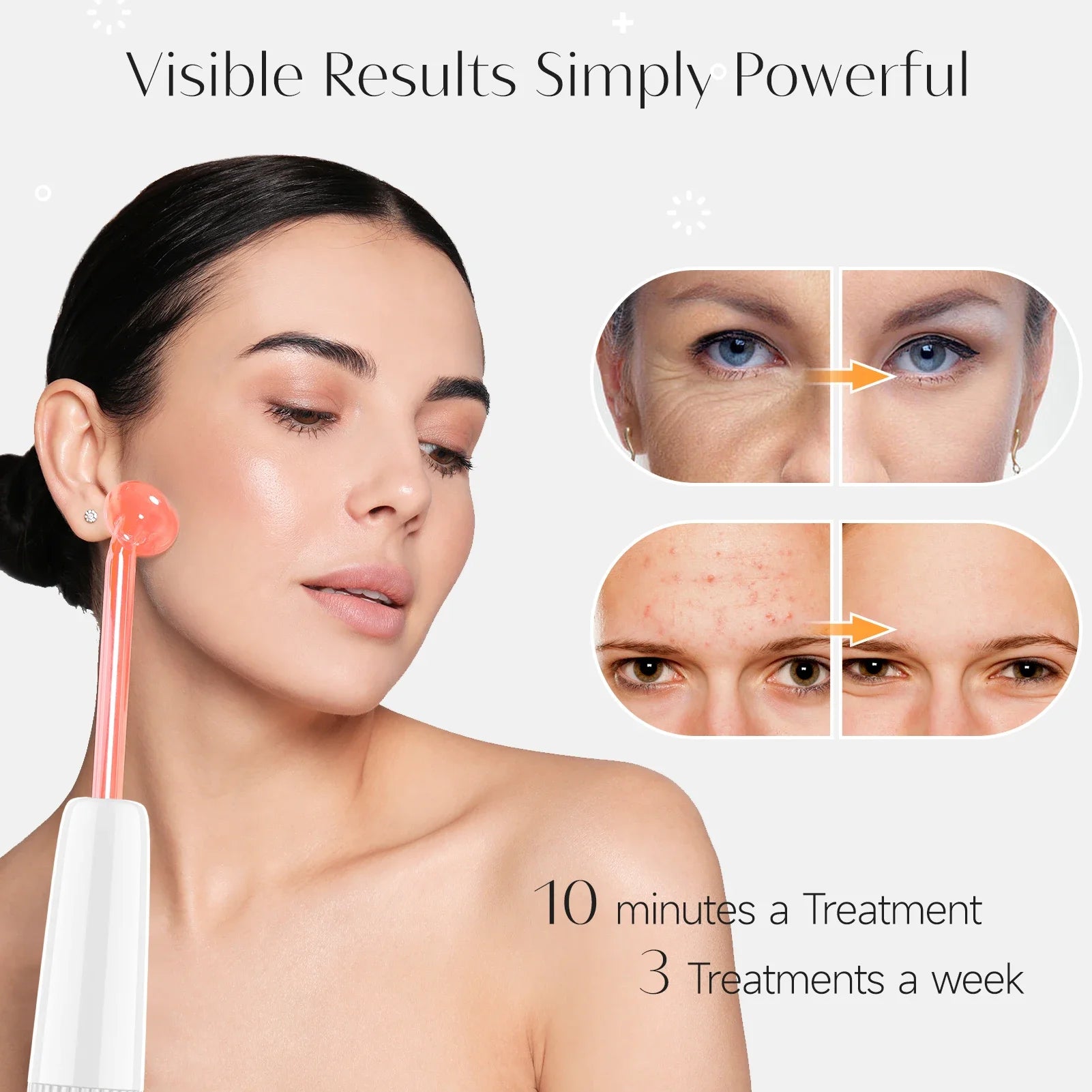 DARSONVAL High Frequency Wand Red Light Therapy Neon Electrotherapy Glass Tube Acne Spot Wrinkles Remover Beauty Facial Care